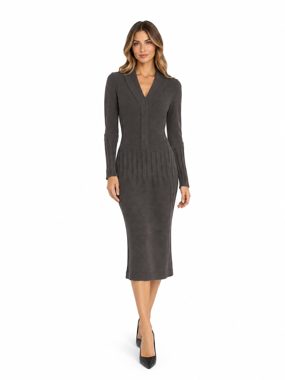 Fendi Extra-Fine Merino Wool Knit Dress – Graphite Gray | IT 40 | NWT